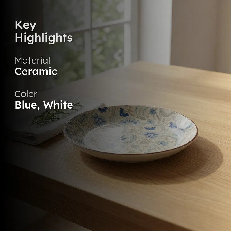 Floral Ceramic Shallow Pasta Plate - 500 mL media 2