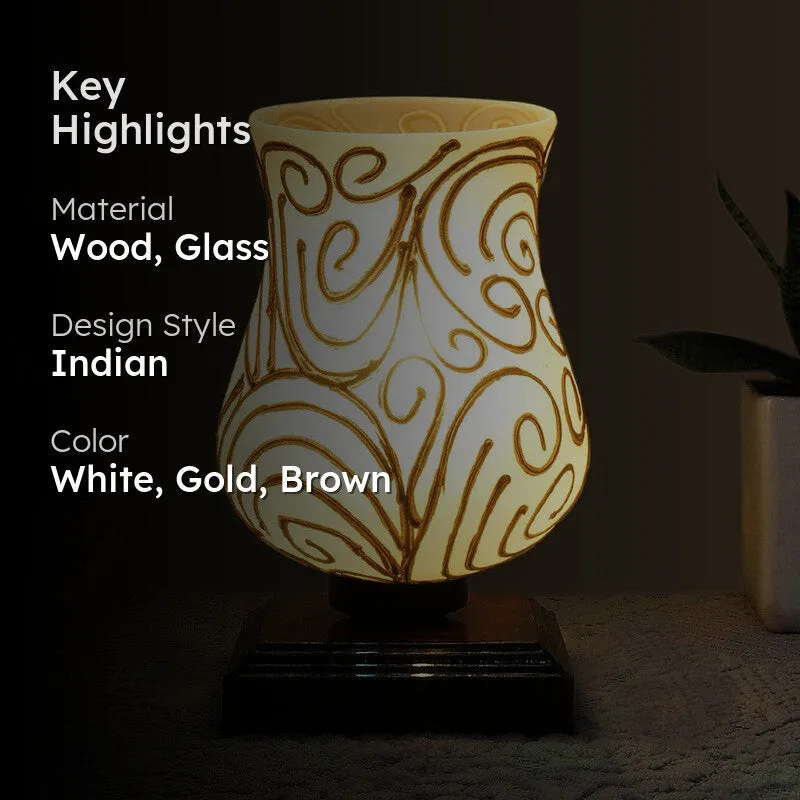 Spark Mosaic Glass Table Lamp - White & Gold media 2
