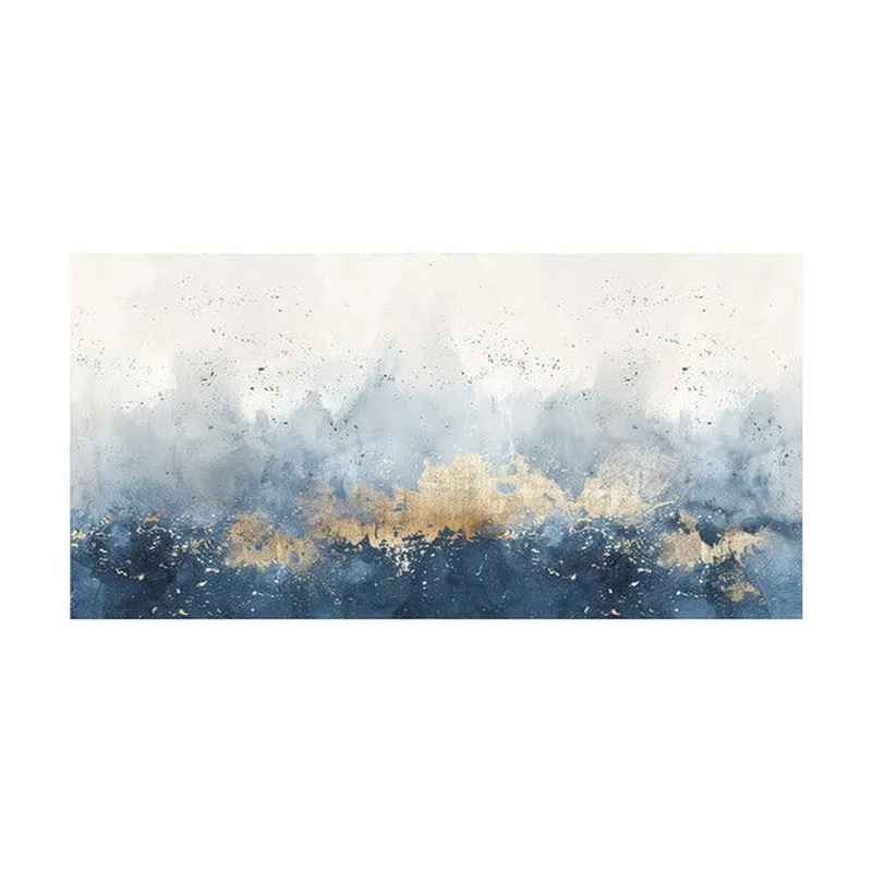 Oceanic Blue and Golden Abstract Poly Canvas Wall Painting media 4