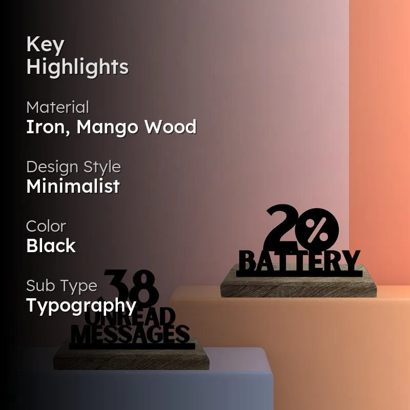 20% Battery Typography Showpiece - Set Of Two media 2
