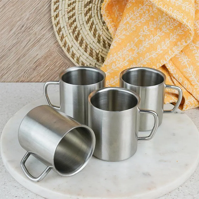 Deevas Stainless Steel Coffee Mug (170 mL Each) - Set of Four media 3