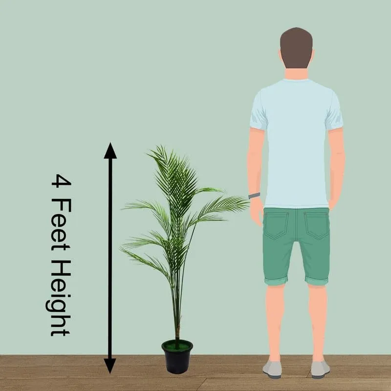 Fauxliage Artificial Areca Plant With Black Plastic Pot- 4 Feet media 5
