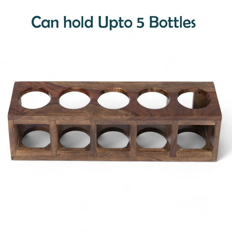 Zverox Sheesham Wooden Wine Rack - Brown,Beige media 4
