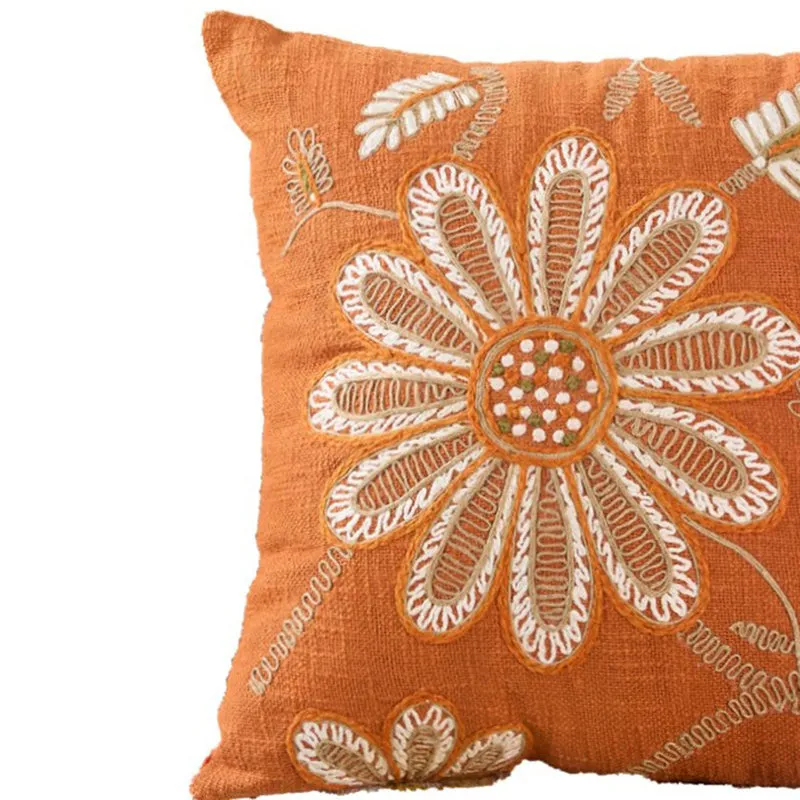 Dahlia Elegance Embroidered Cotton Cushion media 4