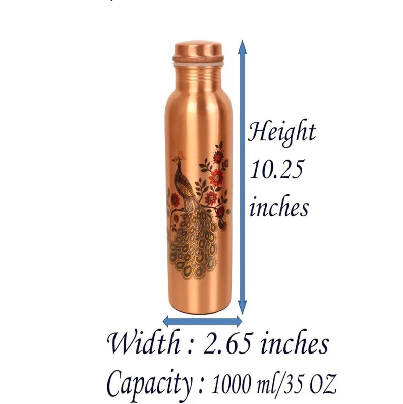 Ashya Mayoora Copper Water Bottle - 1000 mL media 5