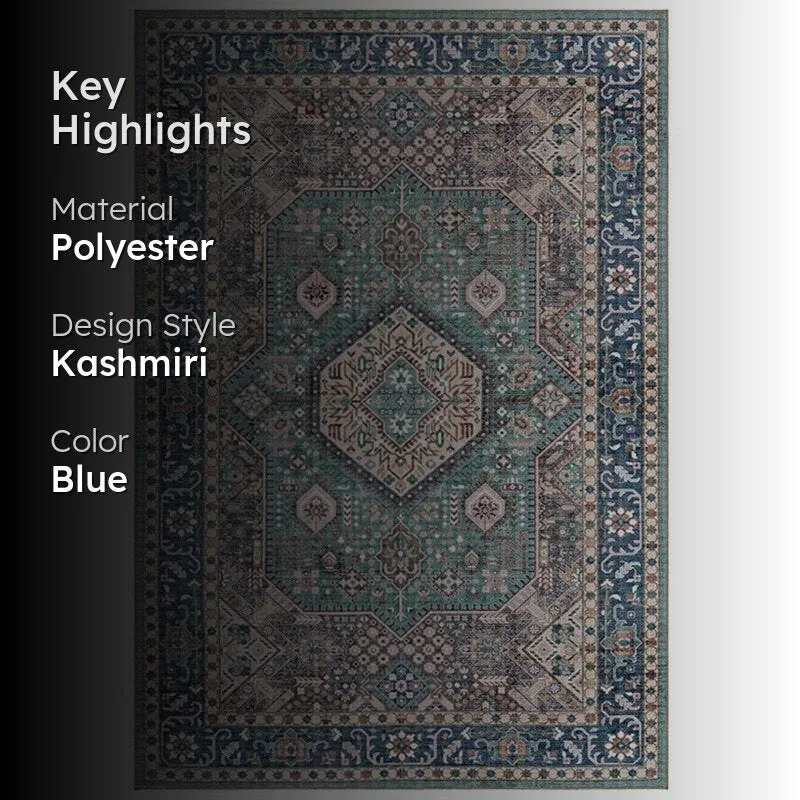 Noah Ethnic Polyester Carpet - Teal media 2