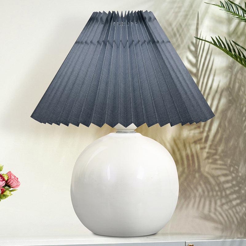 Ibex Pleated Fabric Table Lamp - Grey,White media 2