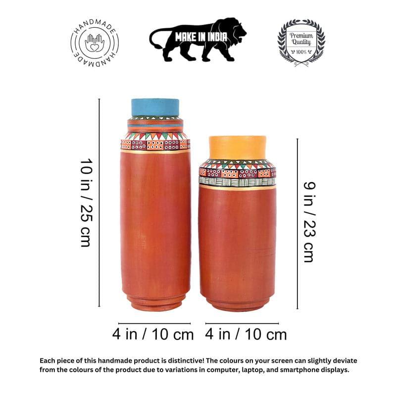 Ansala Tribal Terracotta Vase - Set Of Two media 5
