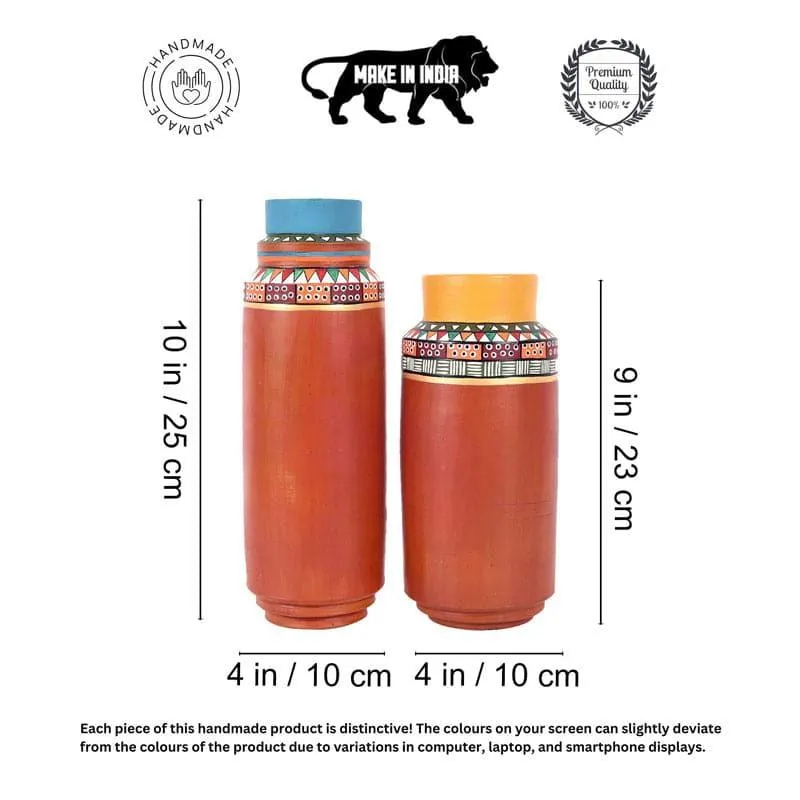 Ansala Tribal Terracotta Vase - Set Of Two media 5