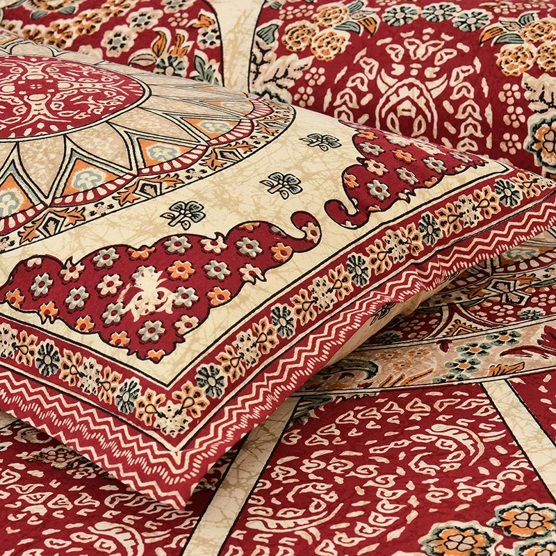 Jalandhara Ethnic Cotton Bedsheet (Red) - 160 TC media 4
