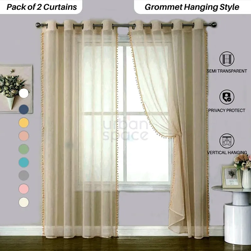 Urban Space Kanya Linen-Textured Curtain (Beige) - Set Of Two media 2