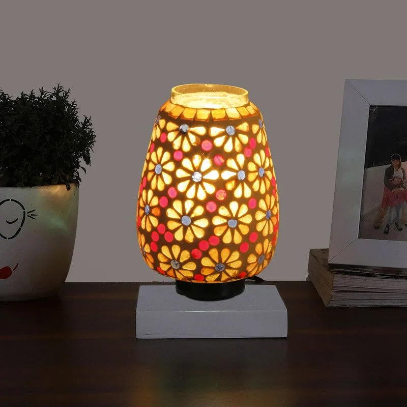 Celionis Glass Table Lamp With Wooden Base - Multicolor media 3