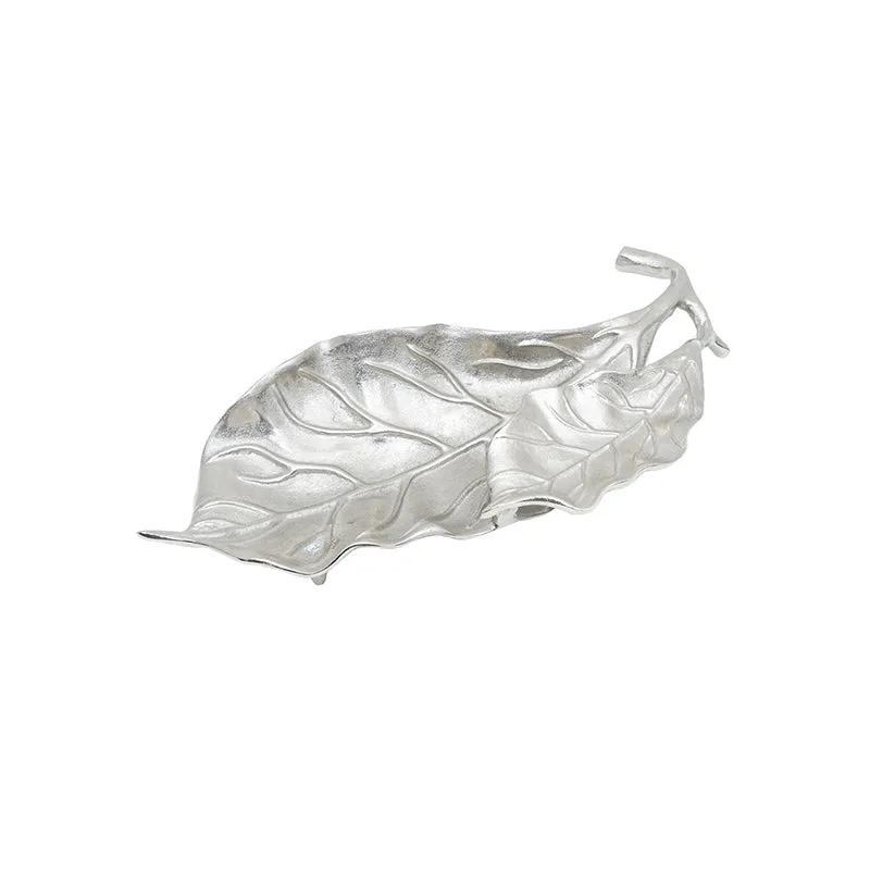 Fiddle Leaf Aluminum Metal Platter - Silver media 4