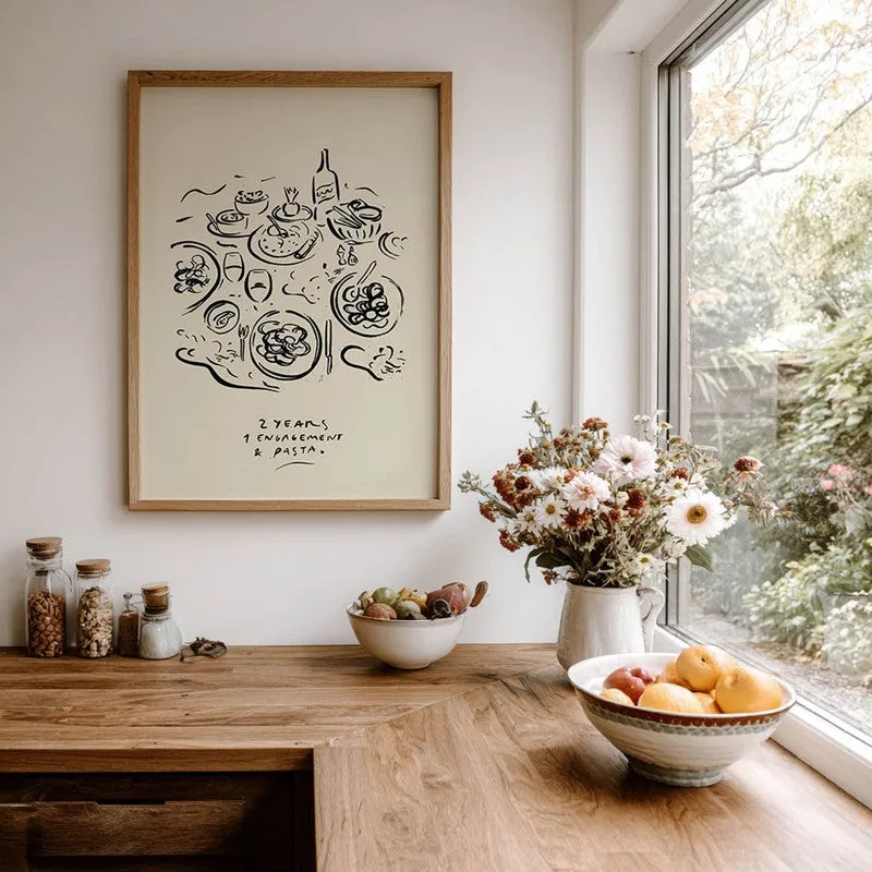 Abstract Dining Archival Canvas Wall Art - Brown media 8