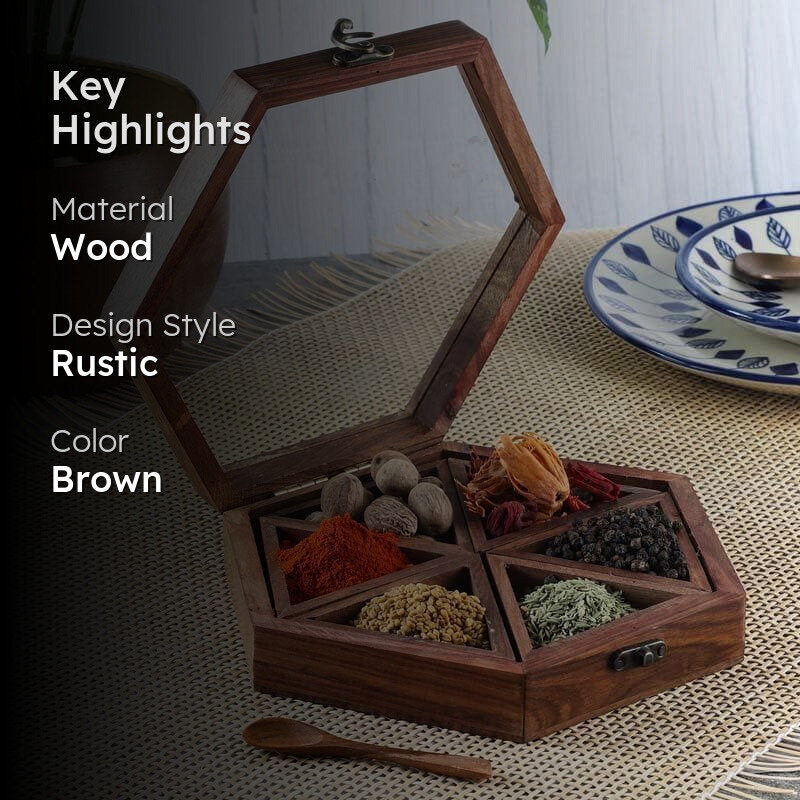 Hexa Wooden Spice Box media 2