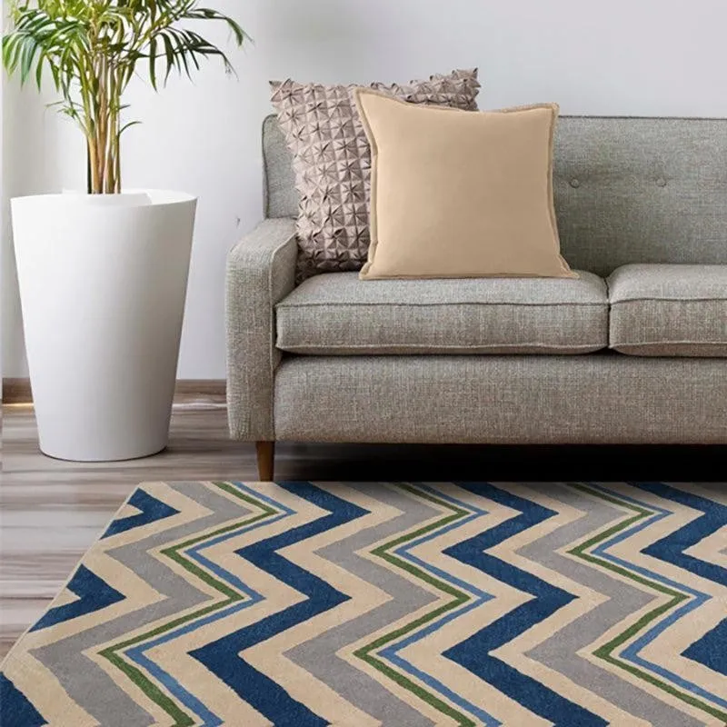 Peregrin Hand Tufted Geometric Wool & Nylon Carpet - Blue media 6