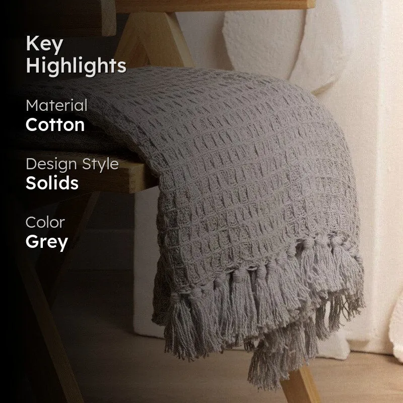 Sona Cotton Plaid Throw - Grey media 2