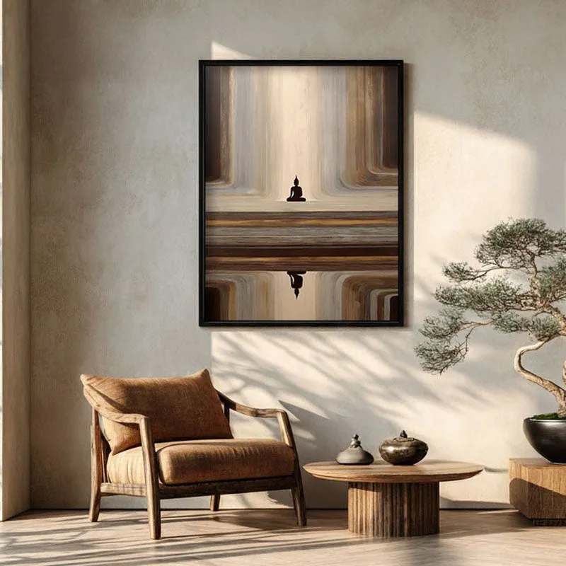 Buddha Calm Reflection Archival Paper Wall Painting With Black Frame media 1
