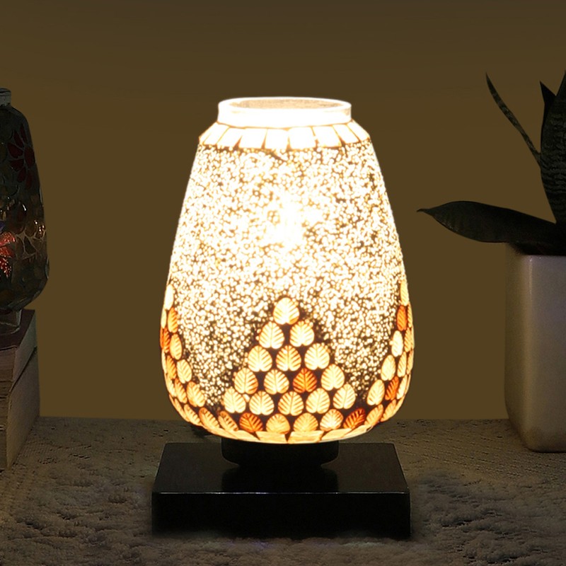 Aurielle Glass Table Lamp With Wooden Base