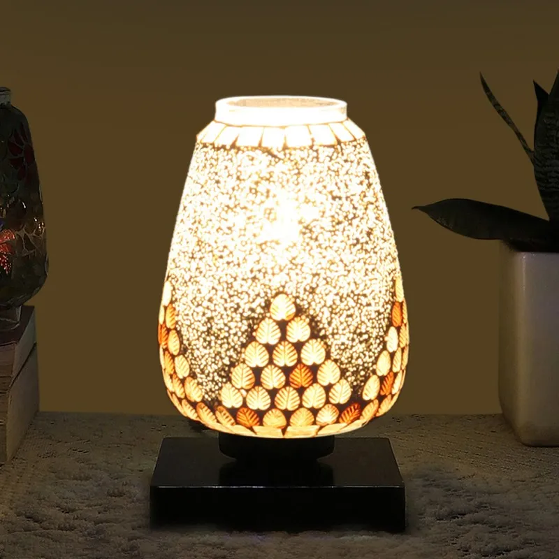 Aurielle Glass Table Lamp With Wooden Base media 1