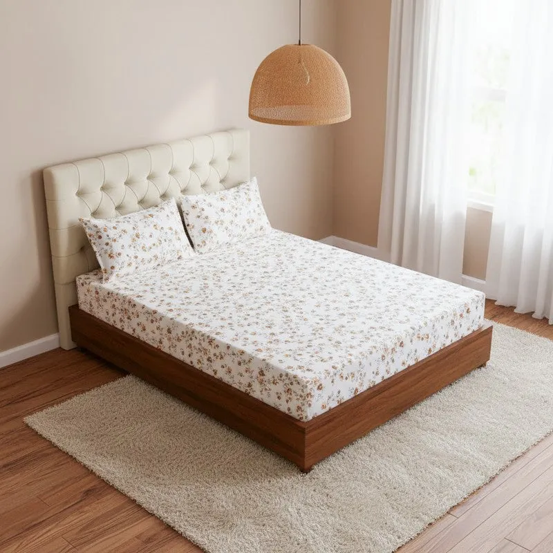 Ramisa Floral Cotton Bedsheet (Yellow) - 180 TC media 1