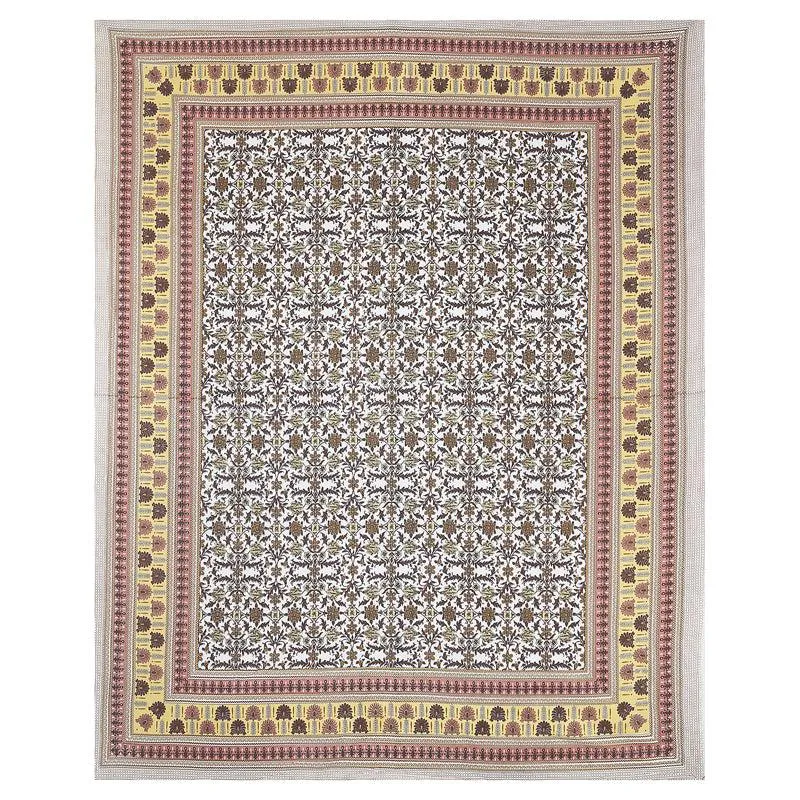 Dakini Ethnic Cotton Bedsheet (Brown,White) - 180 TC media 3