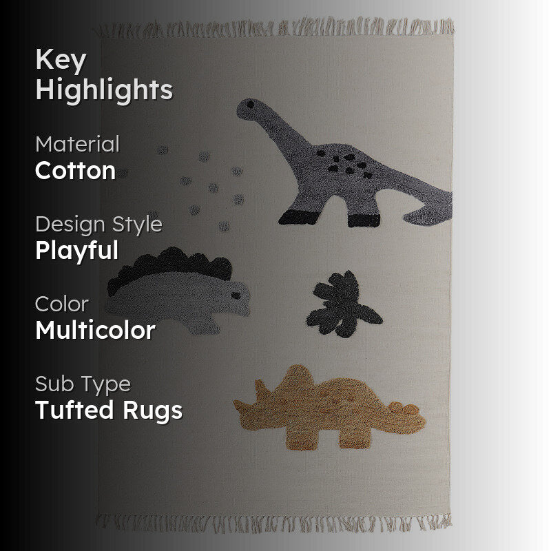 Dinosauria Tufted Cotton Area Rug media 2