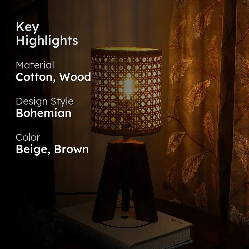 Dotweave Cotton Table Lamp - Beige media 2