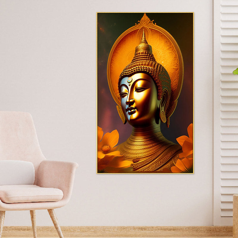 Buddha Golden Aura Canvas Wall Painting