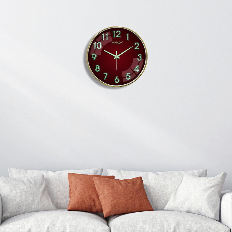 Cronel Round Modern Plastic Wall Clock - Maroon