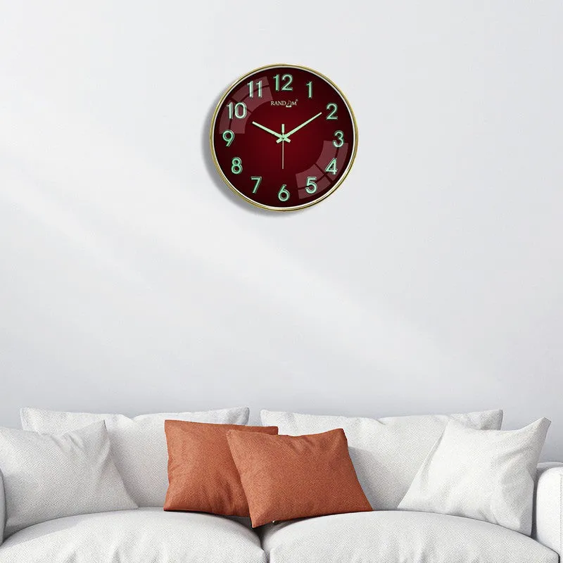 Cronel Round Modern Plastic Wall Clock - Maroon media 1