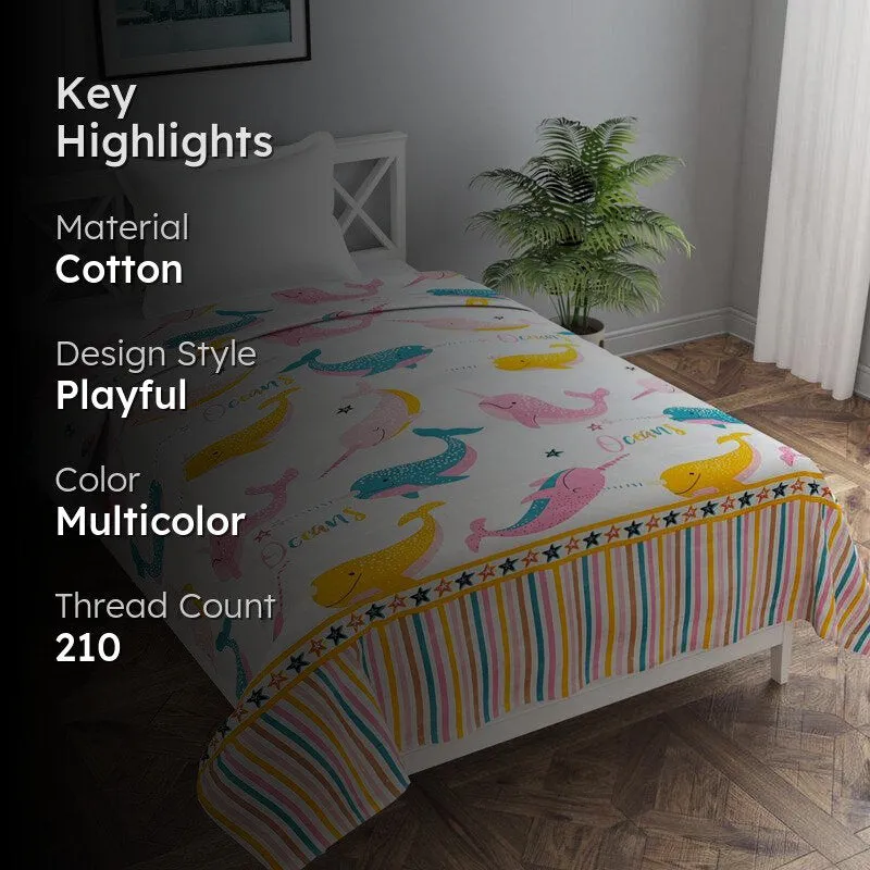 Fins & Pastels Kids' Cotton Duvet Cover - 210 TC media 2