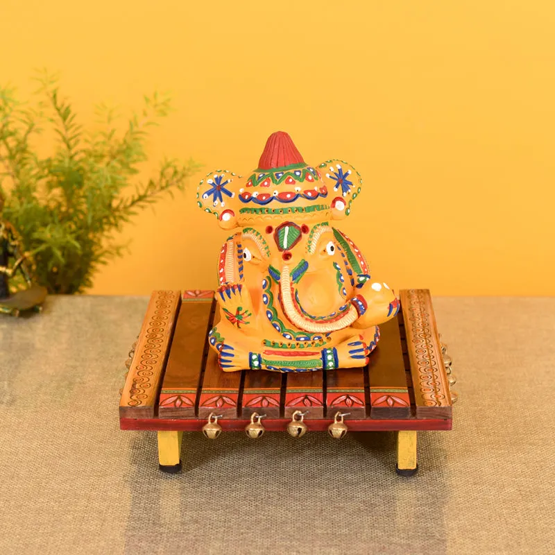 Nelena Handcrafted Wooden Pooja Chowki media 1