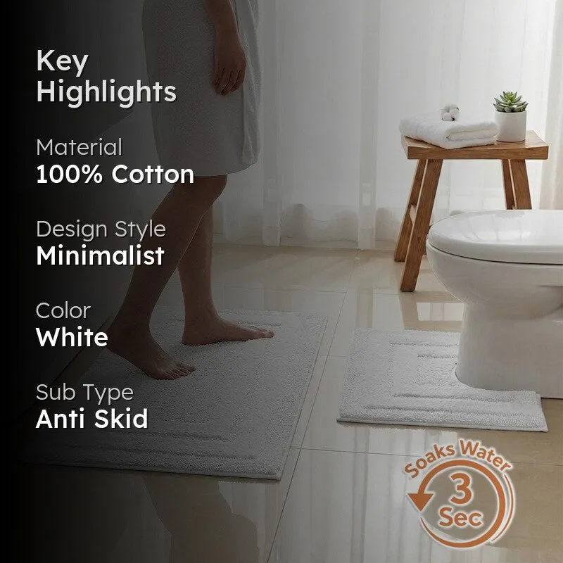 Aqualoom Anti skid Bath Mat (White) - Set Of Two media 2