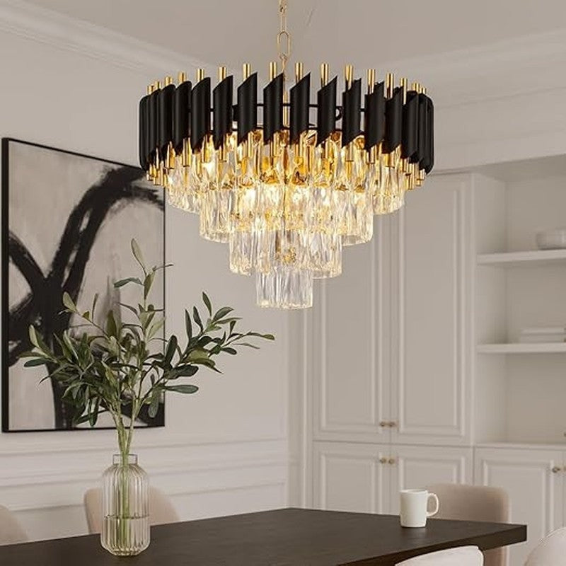 Elite Radiance Metal Chandelier - Gold & Black media 2