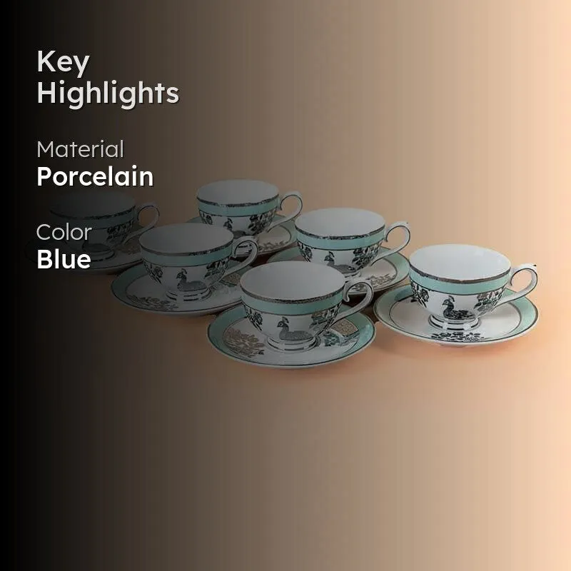 Plume Tea Cup & Saucer - Set of Six media 2