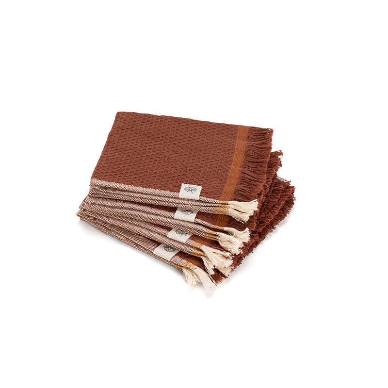 Gamchha Terry Cotton Face Towel (Brown) - Set Of Four media 4