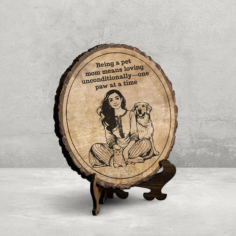 One Paw At A Time Wood Showpiece - Round media 3