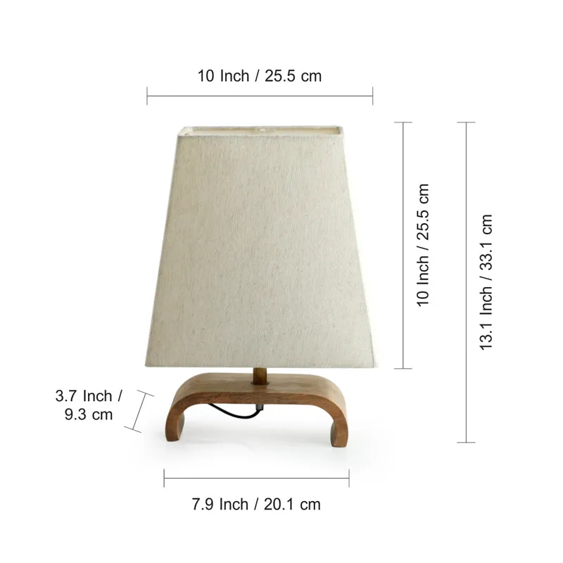 Navitha Handcrafted Mango Wood Table Lamp - Brown,White media 8
