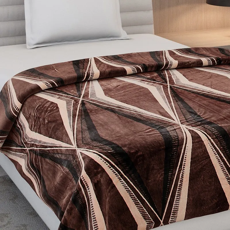 Monte Carlo Trivora Abstract Print Polyester Blanket (Brown) - 300 GSM media 5