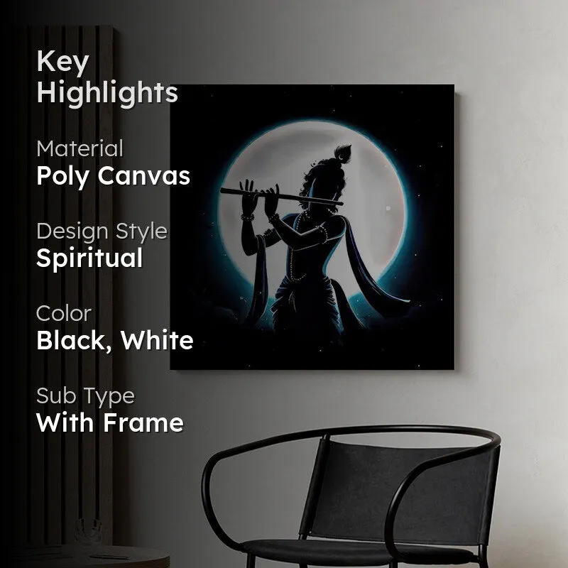 Krishna Silhouette In Moon Wall Painting media 2