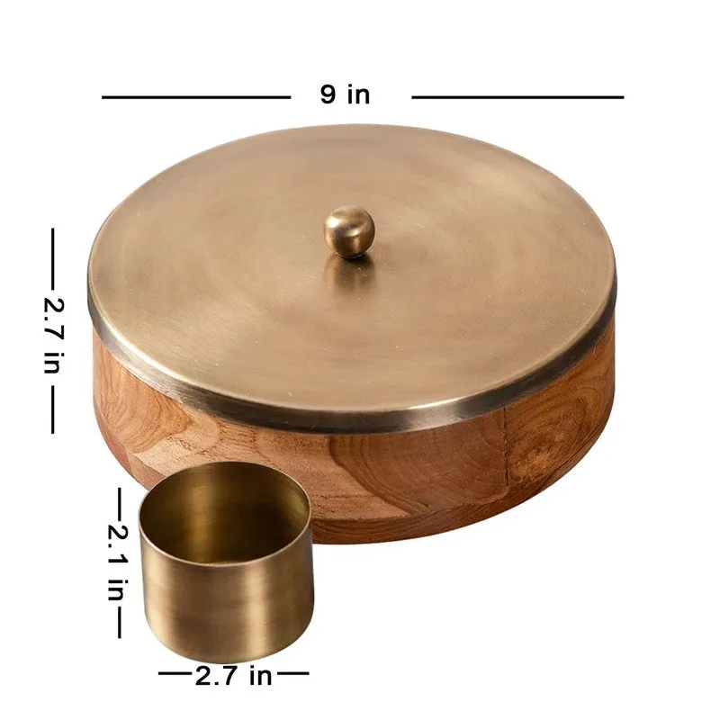 Rasoiya Teak Wood Round Masala Box - Three Piece Set media 7