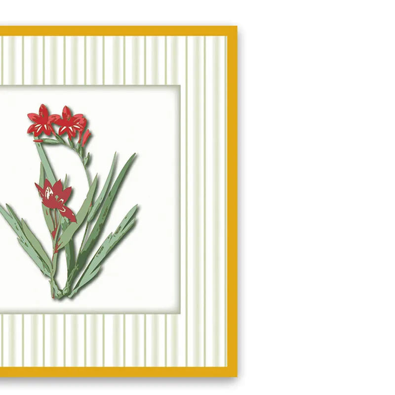 Stems & Scarlet Wall Art with Gold Frame media 4