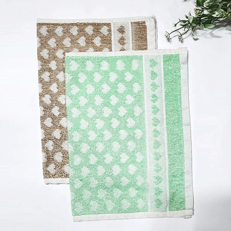 Love Lace Cotton Hand Towel (Brown & Green) - Set Of Two media 1