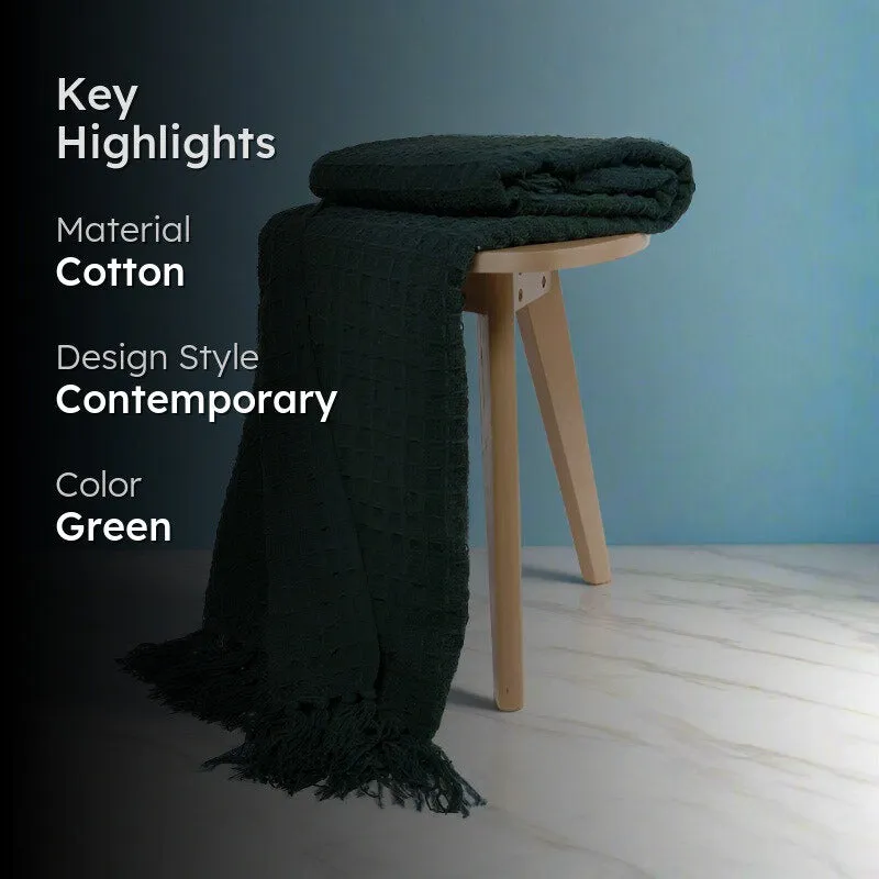 Sona Cotton Plaid Throw - Green media 2
