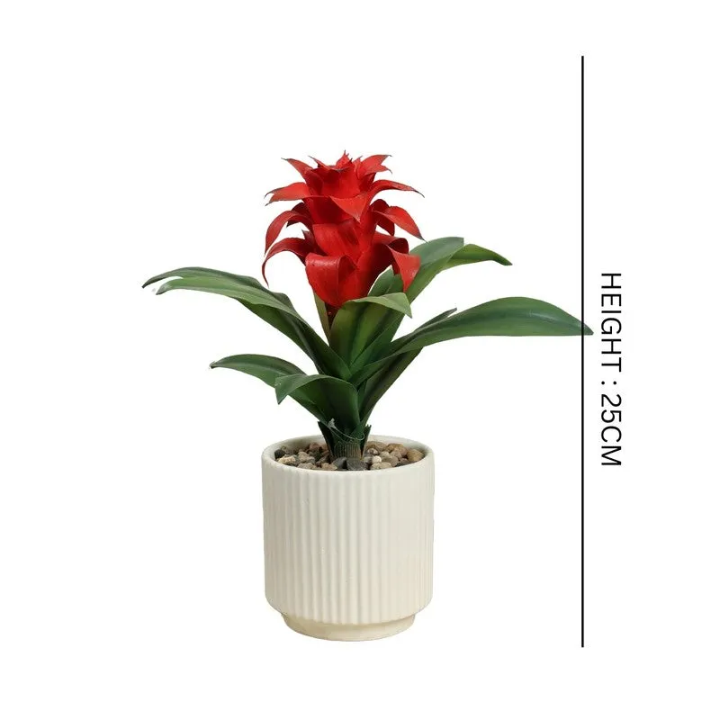 Artificial Red Ginger Lily Bonsai Plant With Ceramic Pot - 0.7 Feet media 5
