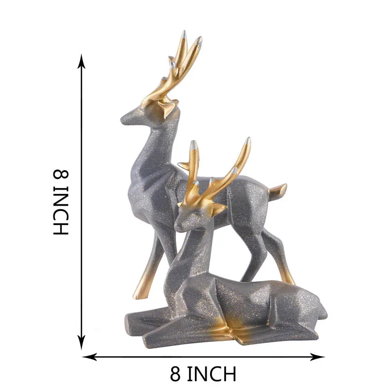 Opulent Stag Painted Polyresin Show Piece (Grey)- Set Of Two media 6