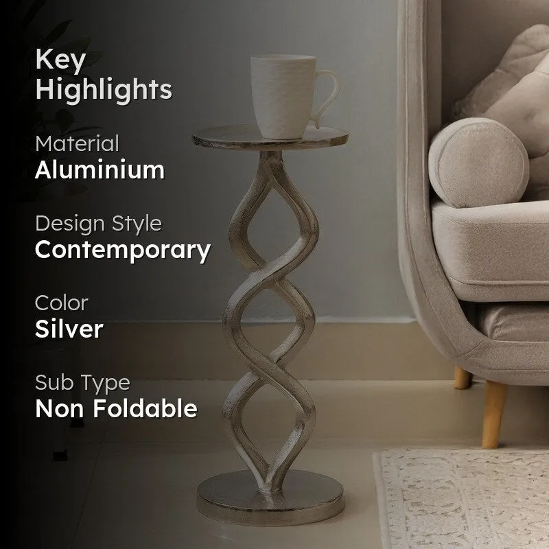 Twist Base Aluminum Side Table - Silver media 2