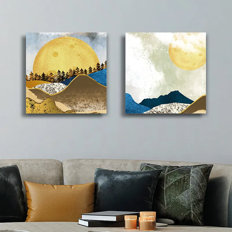 Over The Hills Canvas Wall Art - Set Of Two media 5