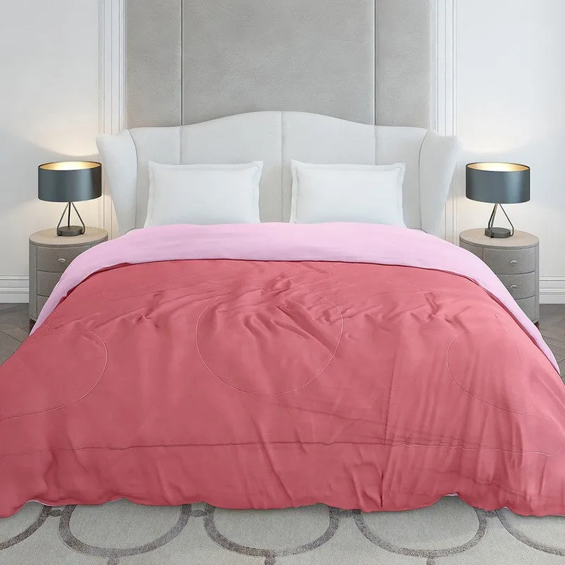 Monte Carlo Softelle Solid Polyester Reversible Comforter (Magenta & Light Pink) - 110 GSM media 5
